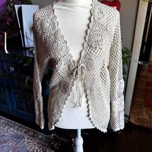 Y2K Vintage Crotchet Cardigan Tie Front I.E. Woman Size 1X